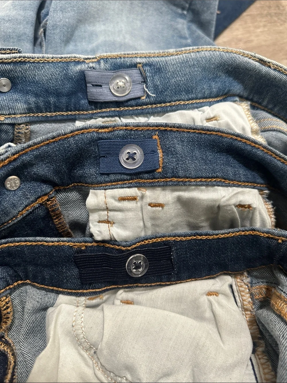 Old Navy Skinny Jeans Trio in Dark Blue, Mid Blue, Light Blue
